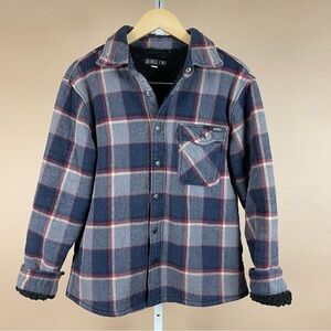 Caliville Medium Plaid Flannel Sherpa Lined Button Down Thick Shacket Shirt Barn